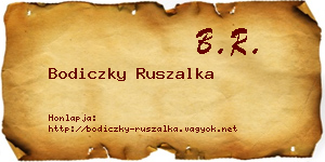 Bodiczky Ruszalka névjegykártya